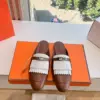 Hermès Women Brown White Leather Fringe Mules product view 1
