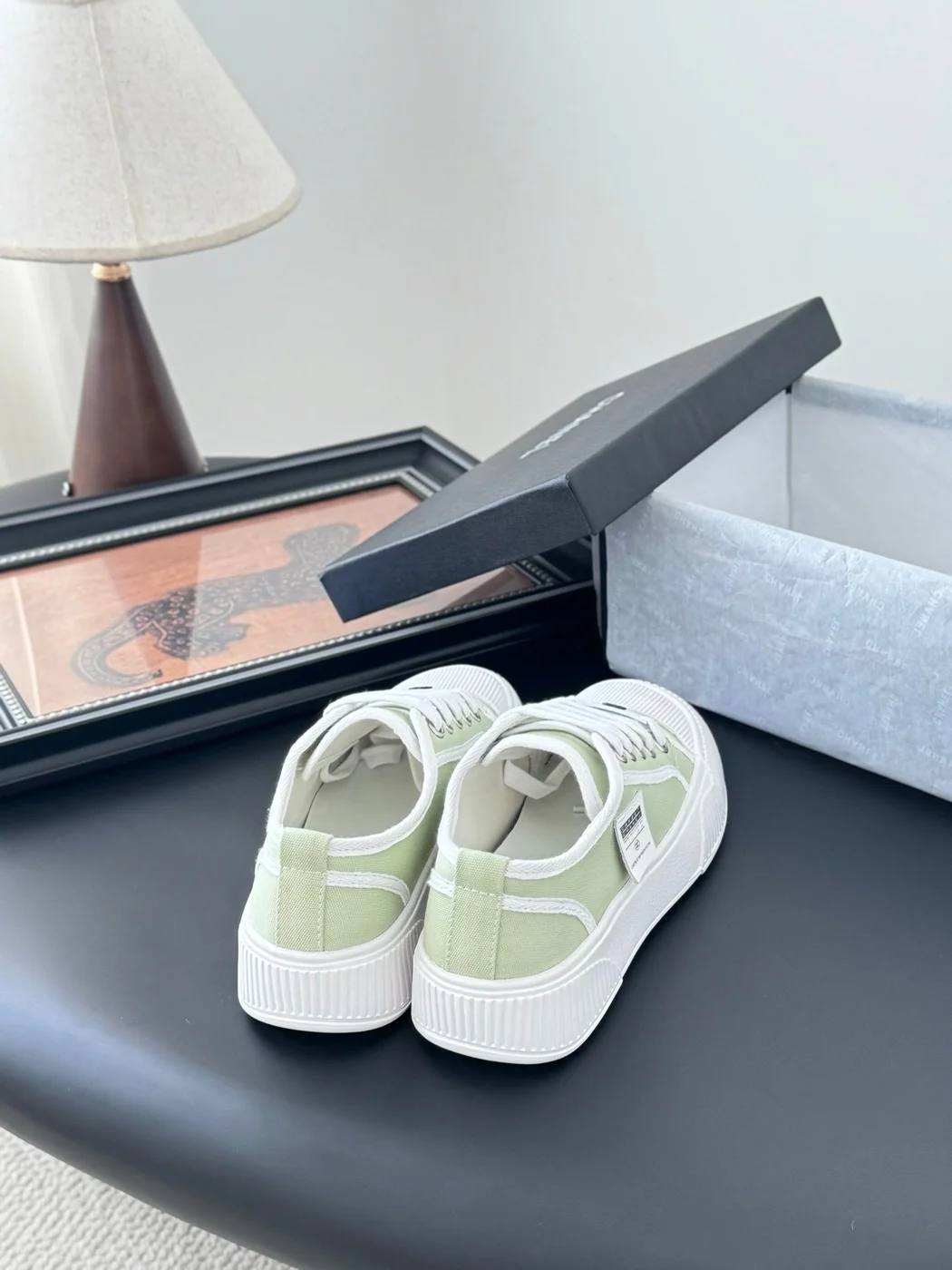 Chanel Women Light Green Canvas Sneakers product view 3