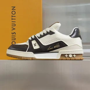 Louis Vuitton Trainer Sneakers — White and Dark Green product view 4
