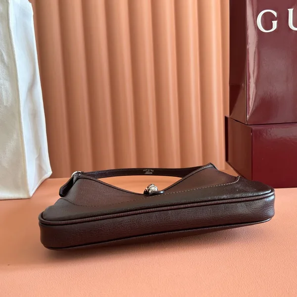 Gucci 26S Jackie Slim Shoulder Bag 27 In Dark Brown Calfskin product view 3