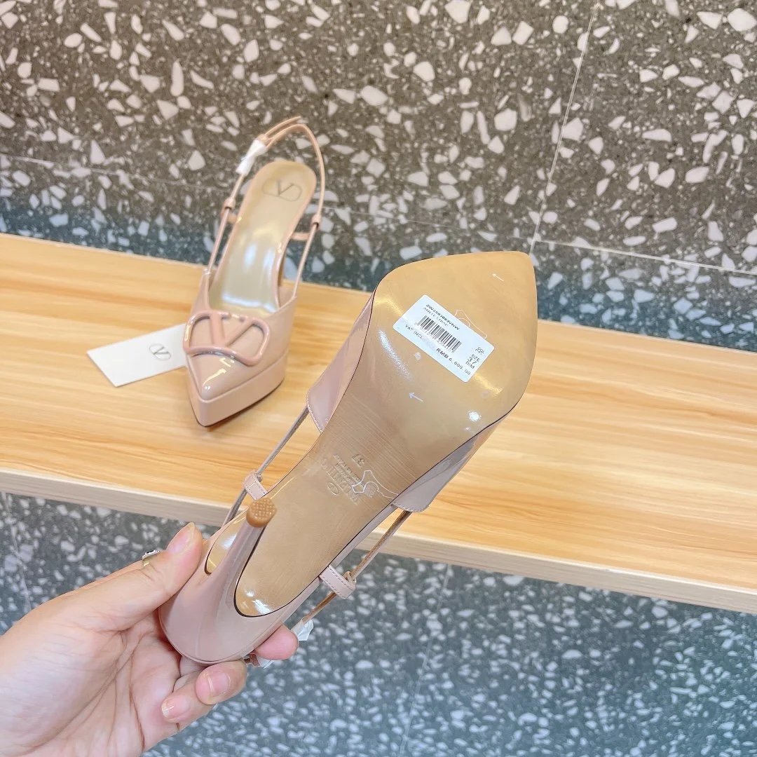 Valentino Women Nude Patent Leather Slingback Pumps product view 2