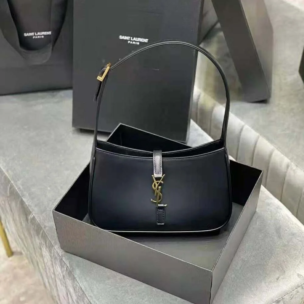Saint Laurent Women Le 5 A 7 Hobo Bag in Smooth Leather-Black product view 1