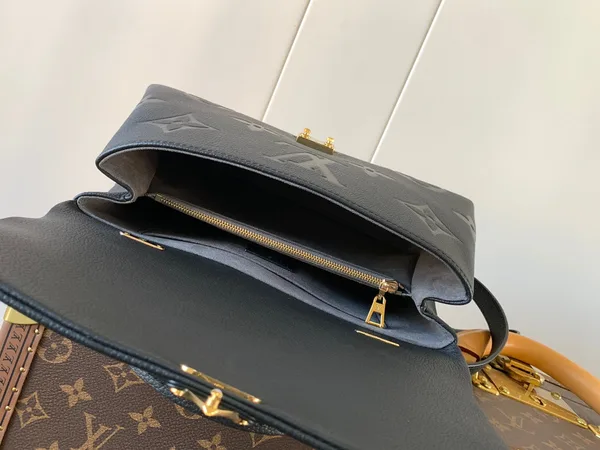 Louis Vuitton Madeleine 30 In Black Mix White Monogram Calfskin Embossed Logo Bag product view 6