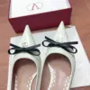 Valentino Women Ivory Leather Bow Accent Pumps product view 2