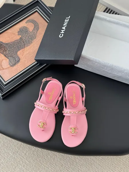 Chanel Women Pink Leather Sandals product photo