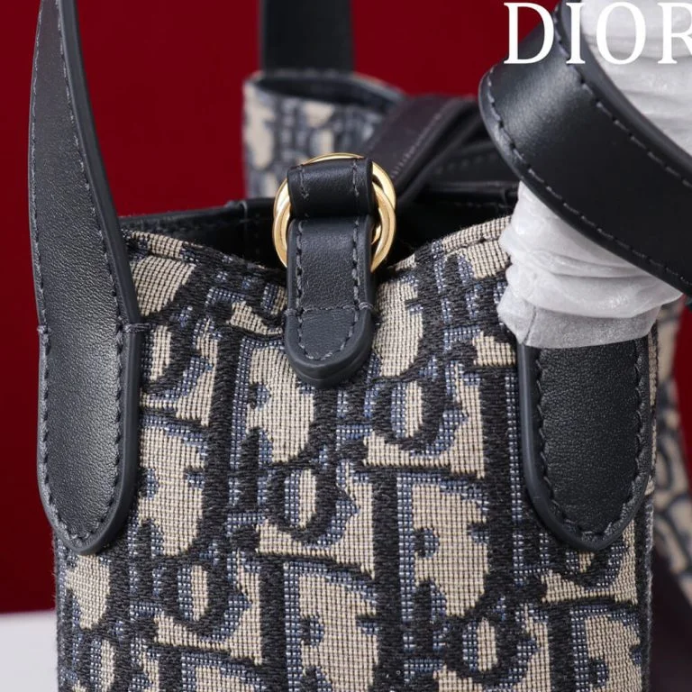 Dior Medium Signature Bucket Bag — Navy Blue Oblique Panels product view 5
