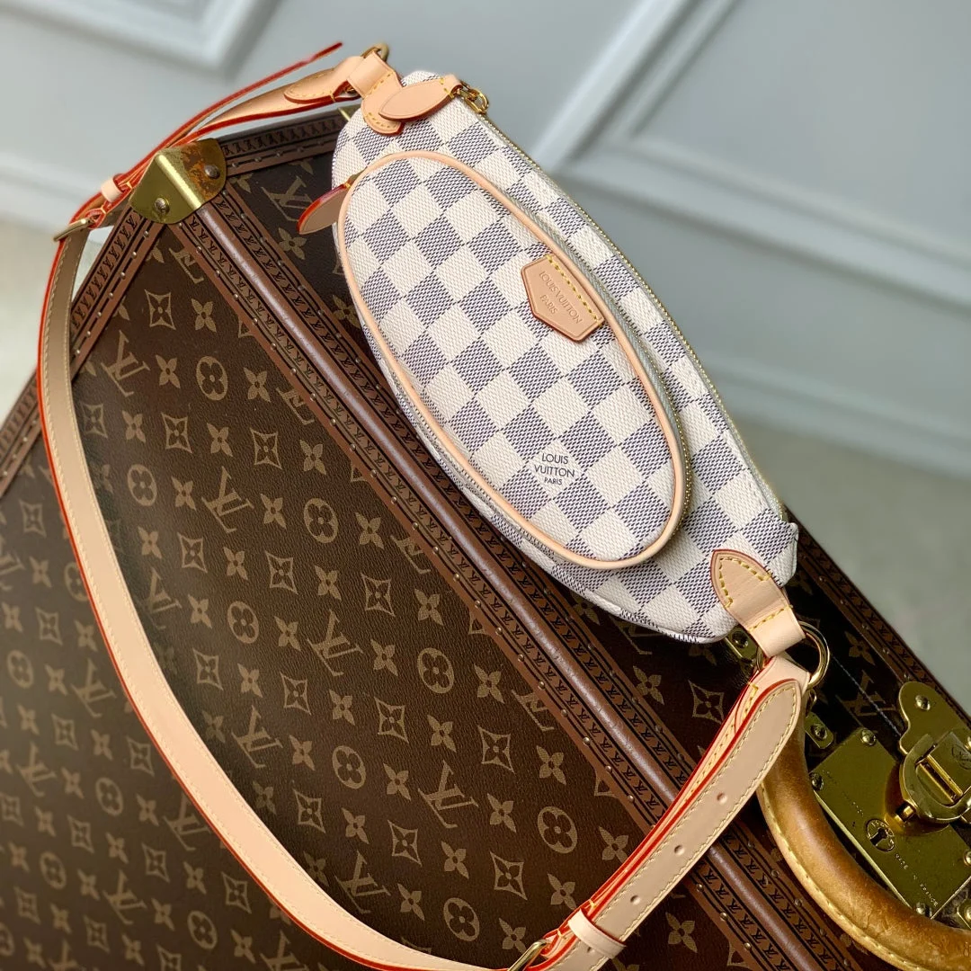 Louis Vuitton Keepit Bumbag 29 In White Grey Checkerboard Pattern Damier Azur Coated Canvas Bag product view 1