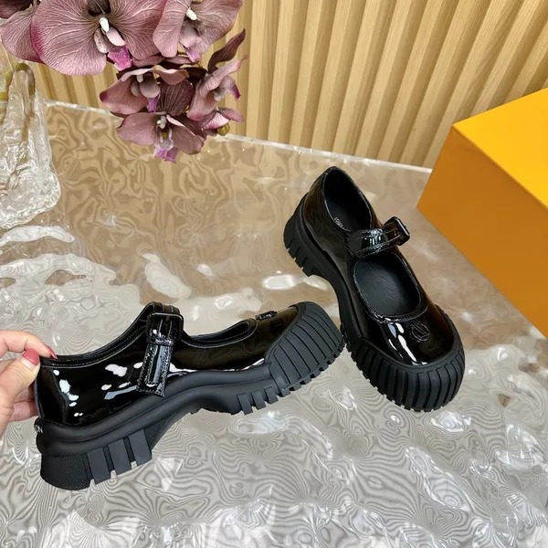 Louis Vuitton Women Black Patent Leather Mary Jane Loafers — Square Toe product view 2