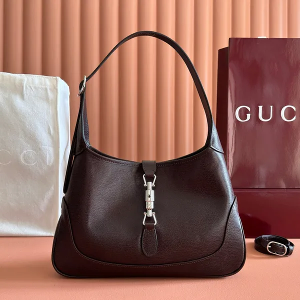 Gucci 26S Jackie Slim Shoulder Bag 28 In Dark Brown Calfskin product photo