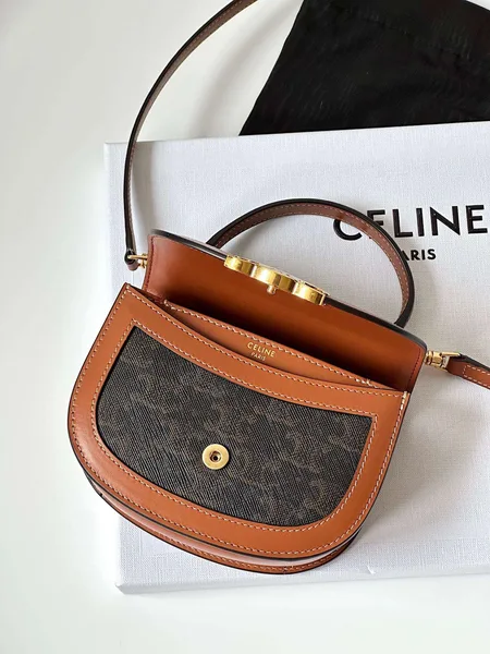 Celine Mini Handle Crossbody Handbag Brown Strap 15.5x11cm product view 4