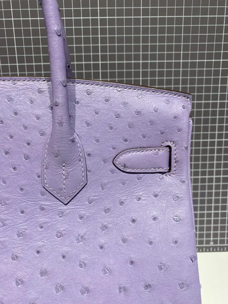 Hermès Birkin 30 cm Purple Ostrich Leather Silver Hardware Bag product view 3