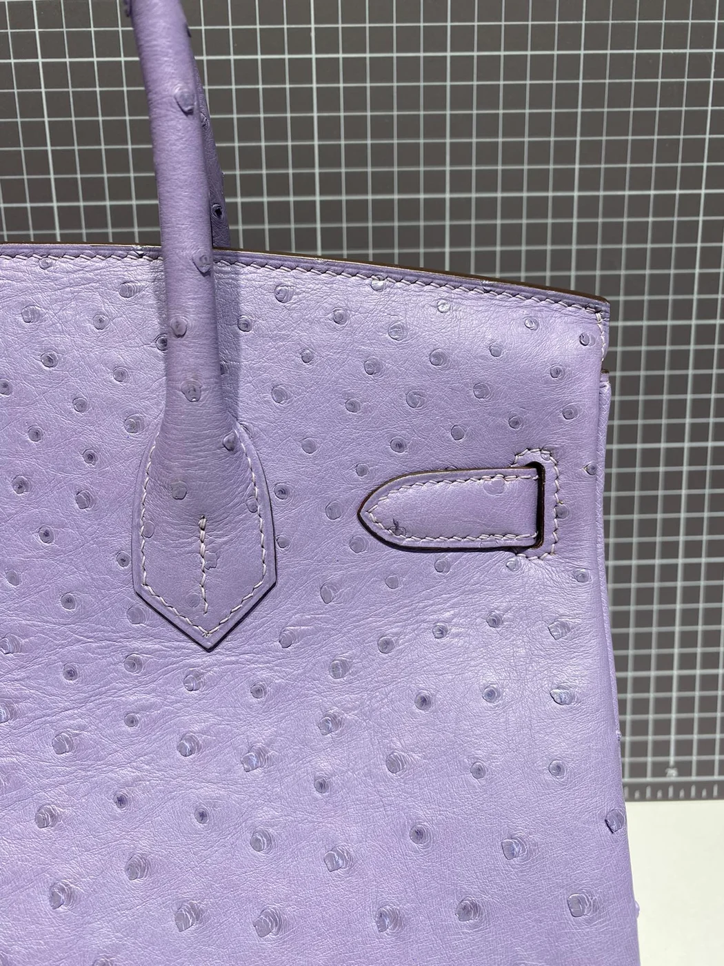 Hermès Birkin 30 cm Purple Ostrich Leather Silver Hardware Bag product view 3