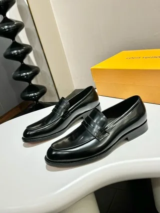 Prada black brushed leather penny loafers product photo