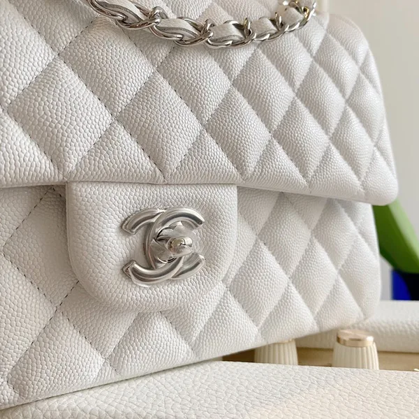 Chanel Classic Flap White with Silver Hardware – 25 cm product view 9