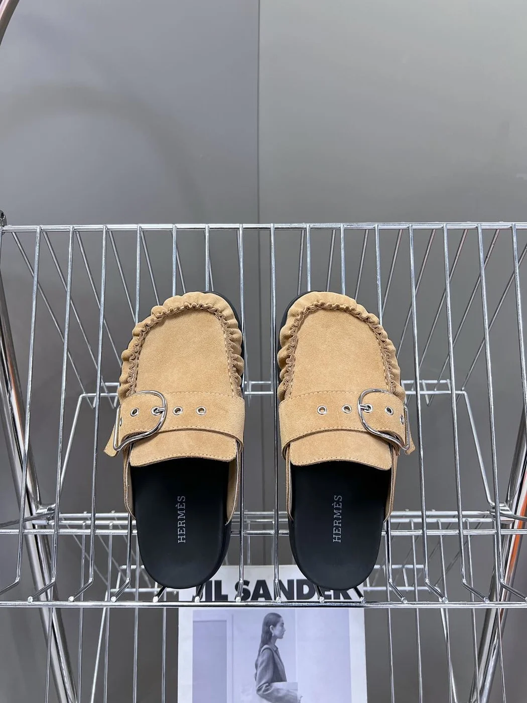 Hermès Women Suede Buckle Mules — Tan Brown product view 6