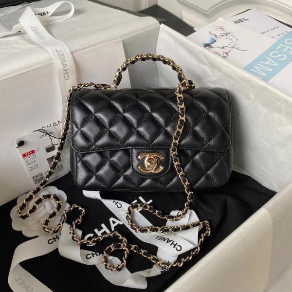 Chanel Handbags Black Demi Lock Gold Wrinkled Skin 20 cm product view 1