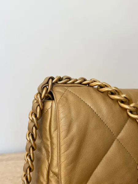 Chanel 19 Small Metallic Gold Lambskin Bag product view 5
