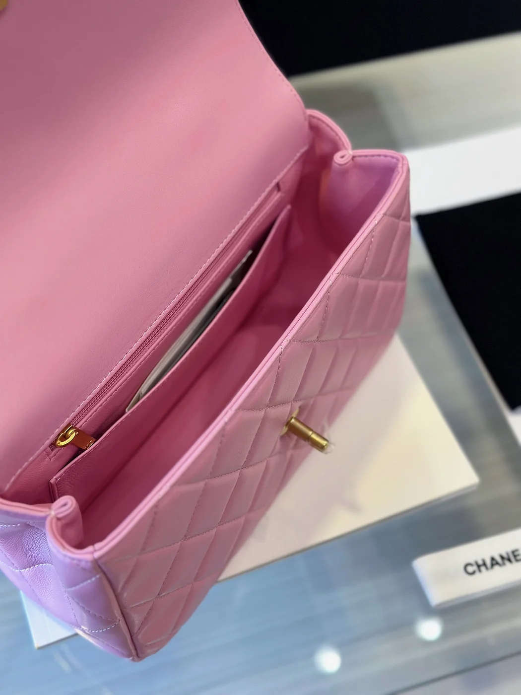 Chanel Coco Mini Handbags Pink With Lock Gold 22x21cm product view 4