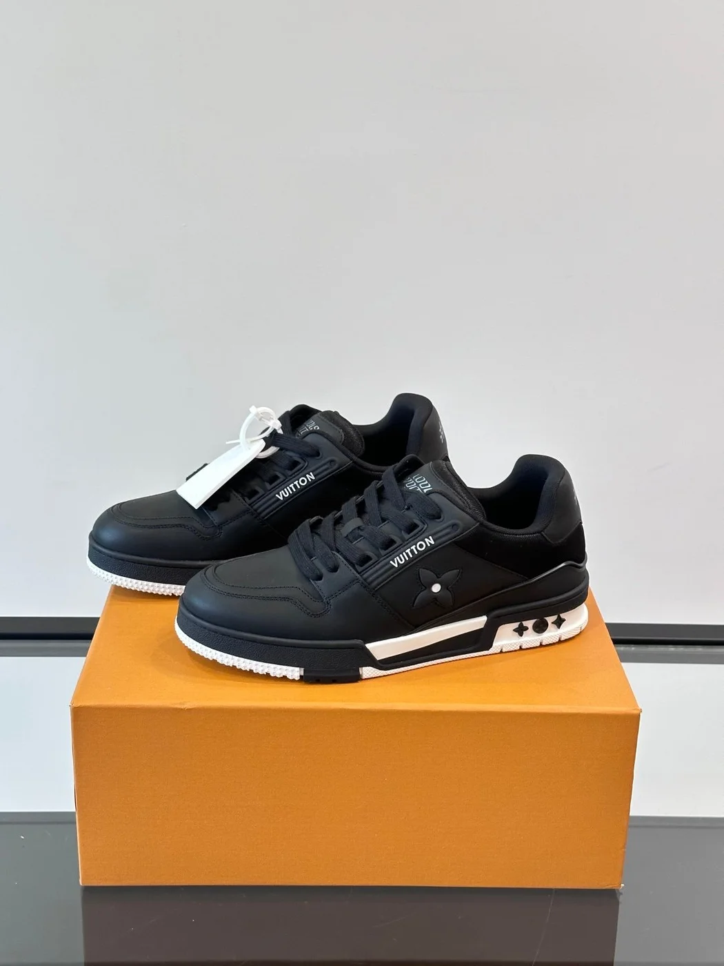 Louis Vuitton Men Sneakers — Black with White Lace Accent product view 3