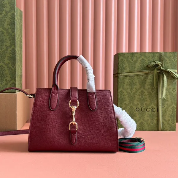 Gucci Small Jackie Tote 24 In Burgundy Lambskin product photo