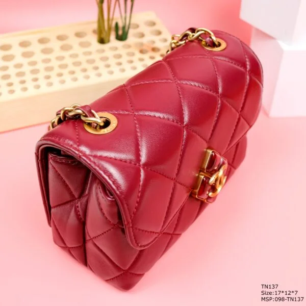 Chanel Woman’s Red Handbag Lock With Stone 17x12x7cm product view 6