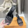 Louis Vuitton Women Black Patterned Leather Mules product view 4