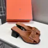 Hermès Women Brown Leather Heels — Open-Toe Buckle Style product view 4