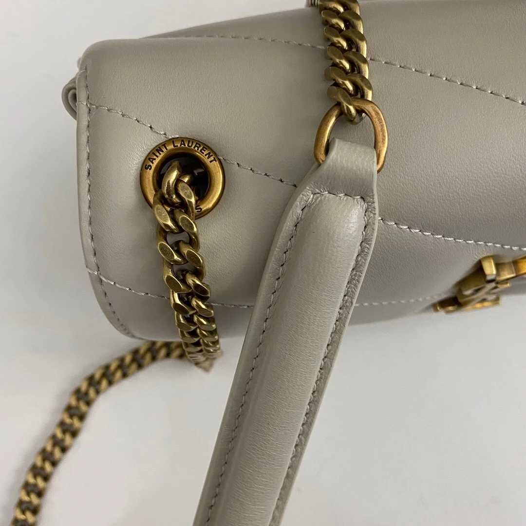 Saint Laurent Loulou medium in Matelassé Lambskin White Bag product view 5