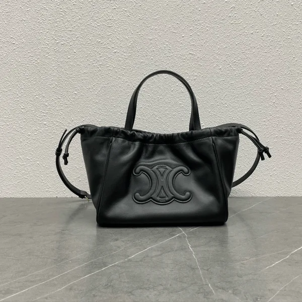 Celine Cabas Black Handbag Soft Leather 22x17x15cm product photo