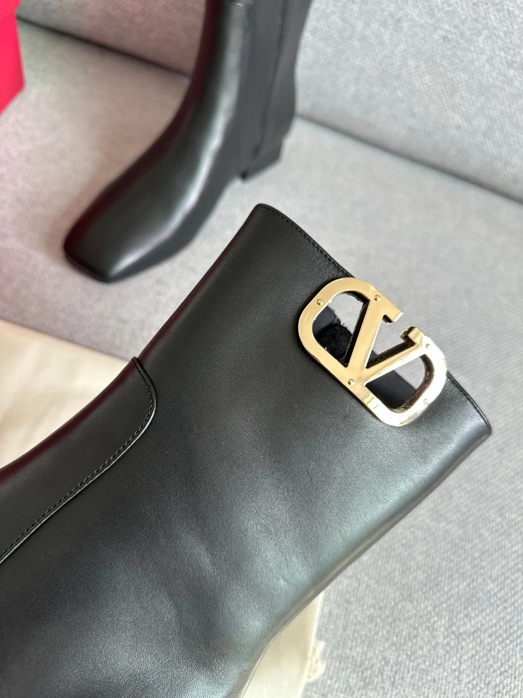 Valentino Women Black Leather Ankle Boots — Side-Zip VLogo Detail product view 2