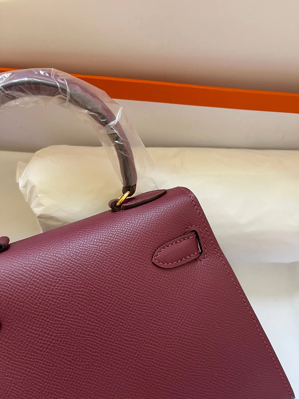 Hermès Mini 20 Bag In Garnet Red With Gold Hardware product view 7