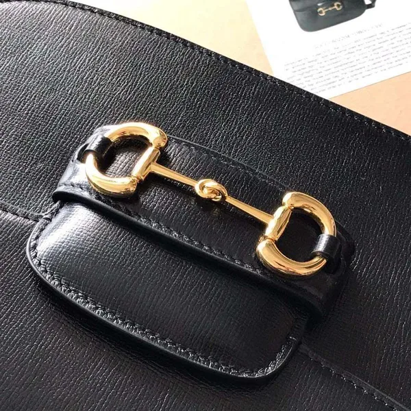 Gucci 1955 Horsebit Handbag Black Smooth Leather 25 cm product view 7
