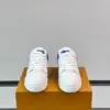 Louis Vuitton Men White and Blue Sneakers — Blue Floral Side Pattern product view 2