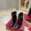 Valentino Women Black Leather Studded Ankle Boots — Studded Cuff product view 4