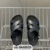 Hermès Women Navy Blue Leather And Fabric Sandals product view 2