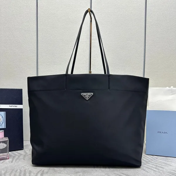 Prada Medium Shopping Bag 40 In Black Re-Nylon Fabric product photo