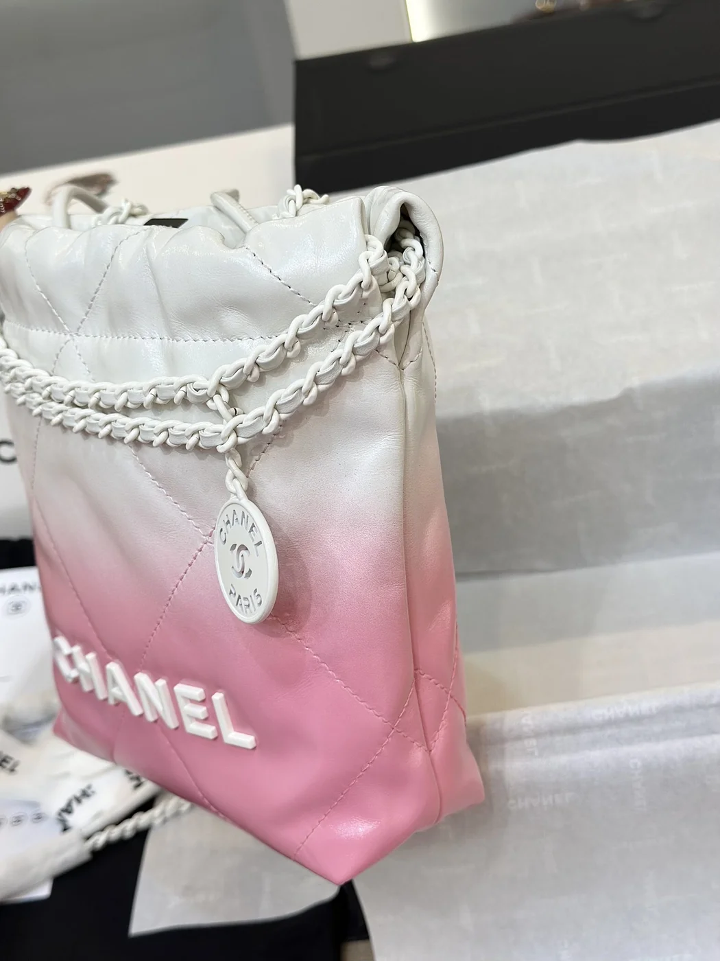 Chanel Handbag 22 Mini Mix White Pink Woman’s 20 cm product view 2