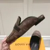 Louis Vuitton Women Brown Leather Monogram Mules — Black Strap Detail product view 6
