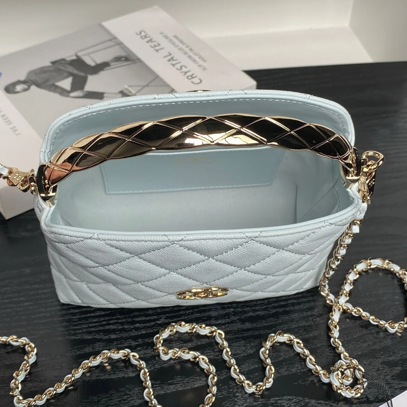 Chanel Small Hobo Bag in light blue quilted calfskin product view 3