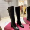 Valentino Women Black Leather Knee High Boots — Upper-Shaft Buckle Detail product view 1