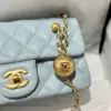 Chanel Classic Bell Bag Handbag Sheepskin Blue Lock Gold 20 cm product view 8