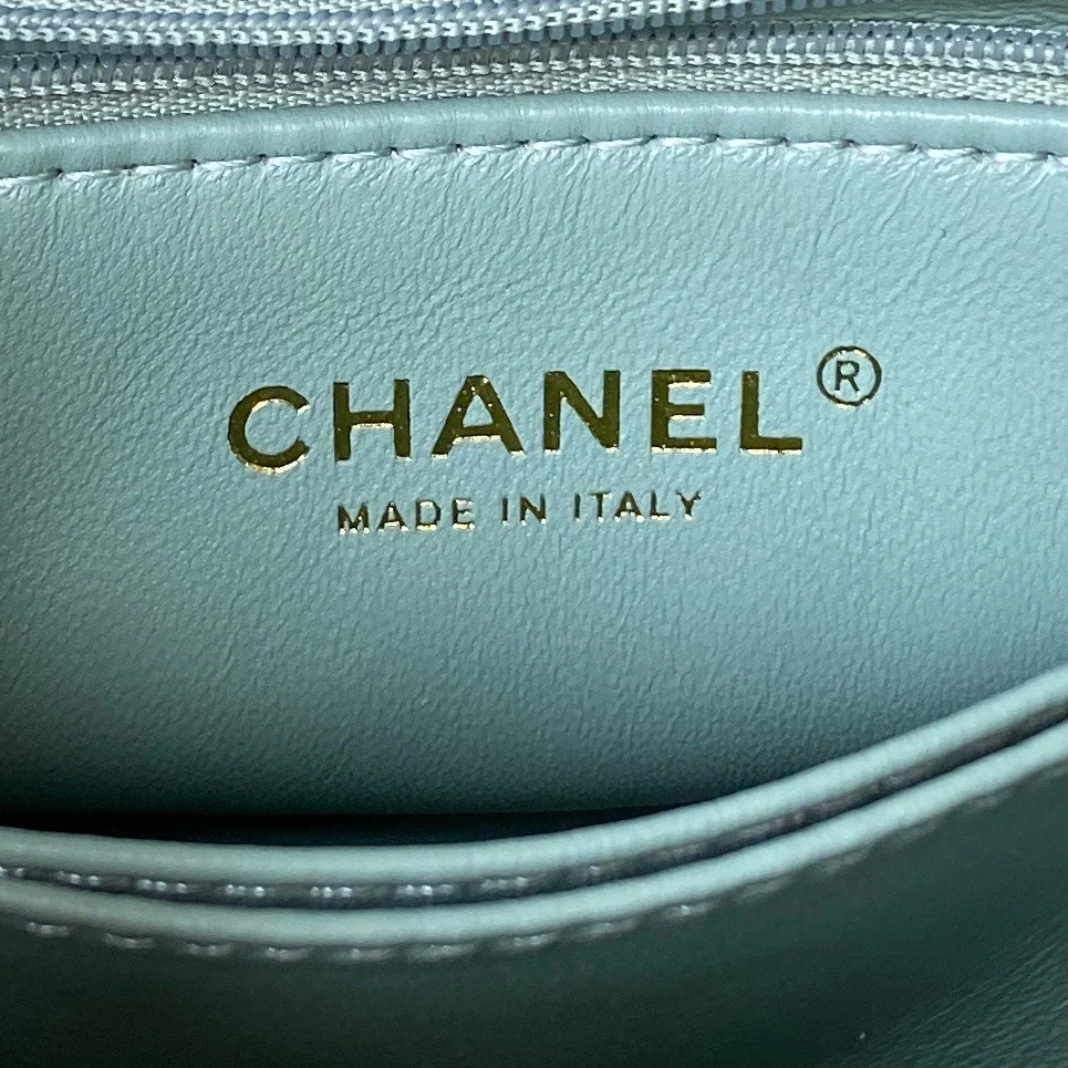 Chanel Coco Pastel Blue Handbags With Lock Gold 24 cm product view 4