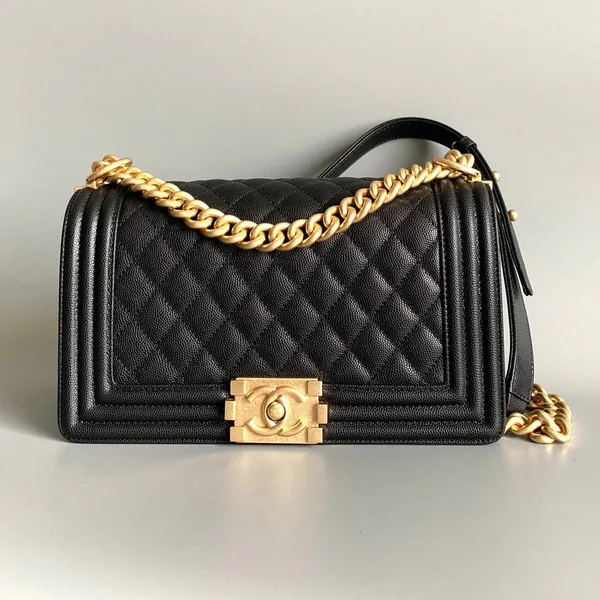 Chanel Medium 25 Boy Bag In Black Lambskin Gold Hardware product view 8