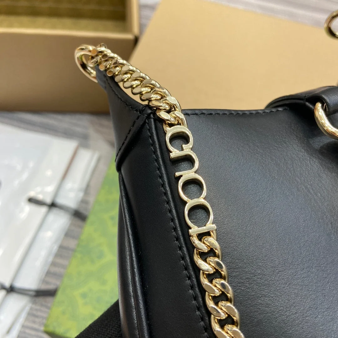Gucci Jackie Notte Mini Bag 19 In Black Calfskin Gold Hardware product view 7