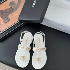 Chanel Women White Leather Sandals product photo