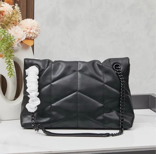 Saint Laurent Puffer Loulou medium shoulder bag in black product view 7