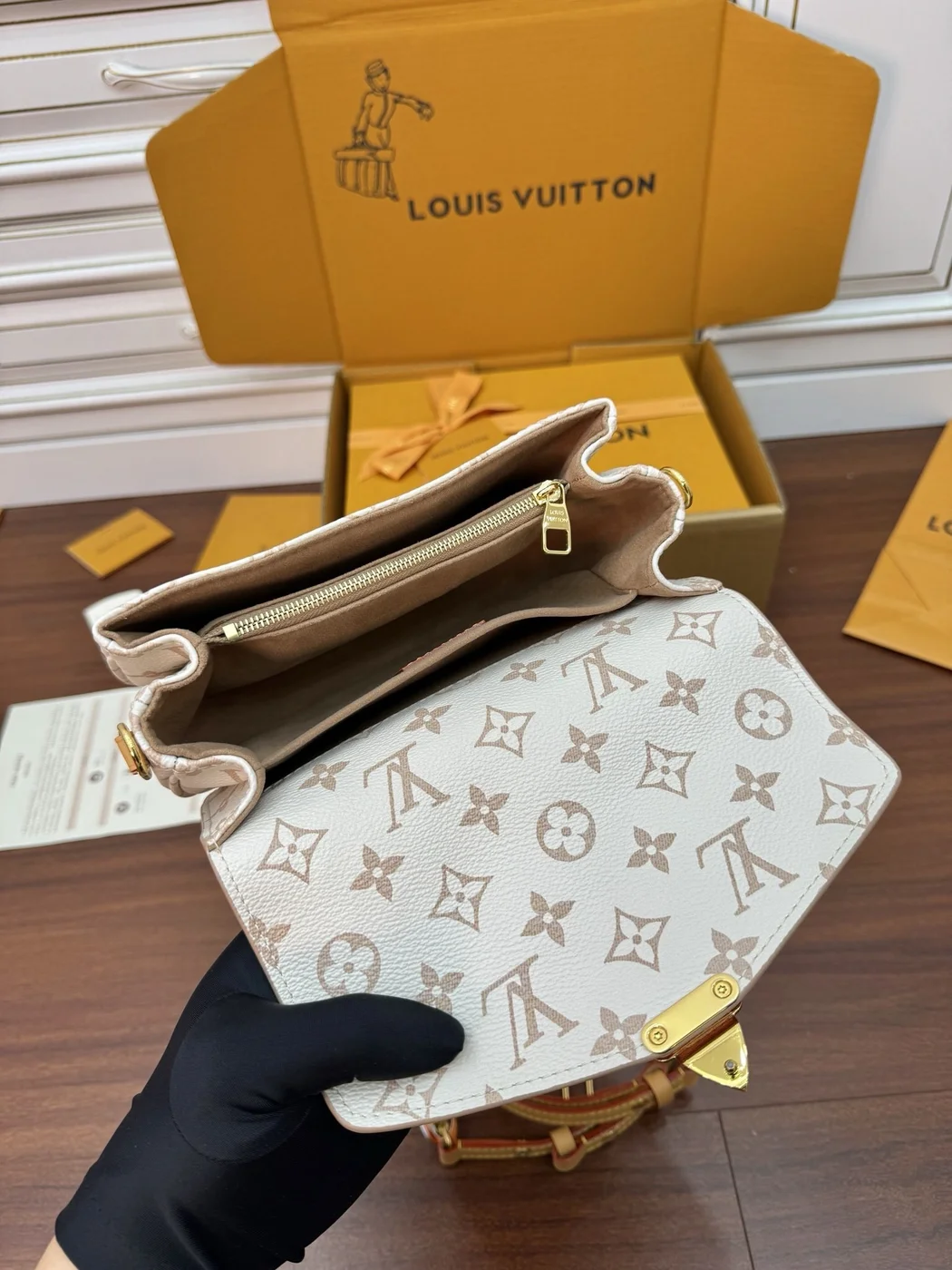 Louis Vuitton Pochette Métis East West Bag — Cream and Beige Monogram product view 6