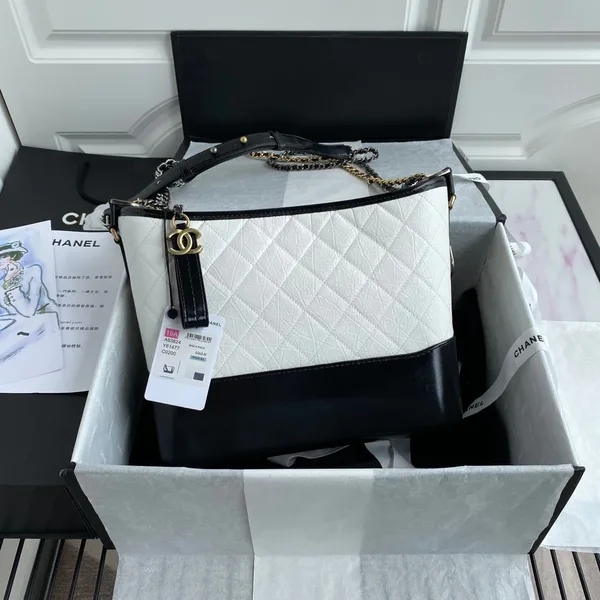 Chanel Gabrielle Medium 28 Hobo Bag In Black Mix White Calfskin product photo