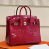 Hermès Birkin 25 Red Crocodile Leather Palladium Hardware Bag product view 2