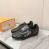 Louis Vuitton Women Black Leather Sneakers — Outlined LV Side Detail product view 4